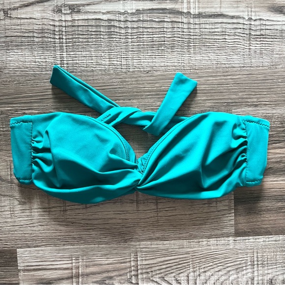 J. Crew Twisted Bandeau Bikini Tie Back Bathing Suit Top Small Teal Princess - Picture 7 of 7